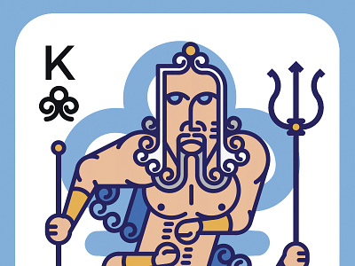 Poseidon - King of Clubs cards clubs diamonds greek hearts mythology playing cards poker poseidon spades