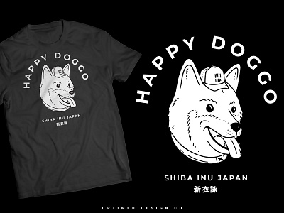 Happy Doggo T-Shirt Design apparel branding design dog drawing illustration japan logo merch merchandise shibainu t shirt vector