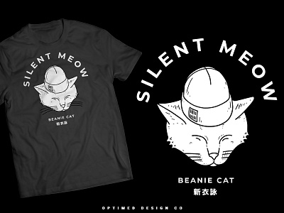 Silent Meow T-Shirt Illustration apparel branding cartoon cat drawing graphic design illustration japan lineart logo merchandise t shirt tshirt