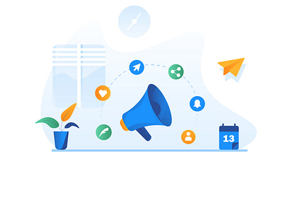 Marketing! design icon illustration marketing megaphone onboarding illustration social media target ui vector