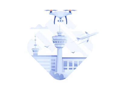 Drone illustration concept airplane airport design drone fly icon illustration illustration pack onboarding illustration social media vector