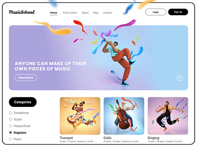 MusicSchool UI Design 3d ui