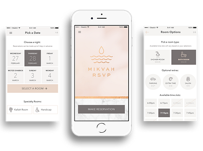 RSVP App System app design beauty mikvah reservations spa system design ui uiux