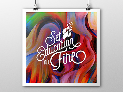 Set Education on Fire fundraising logo typography