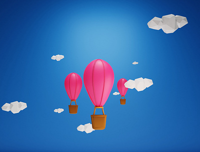 Balloon in the Sky - Low Poly Cloud | 3D 3d cloud design graphic design illustration