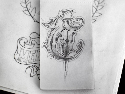 First Dribbble Shoot "C" hand lettering sketch