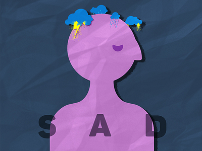 SADMAN character cloud clouds illustration lightning man rain sad thunder