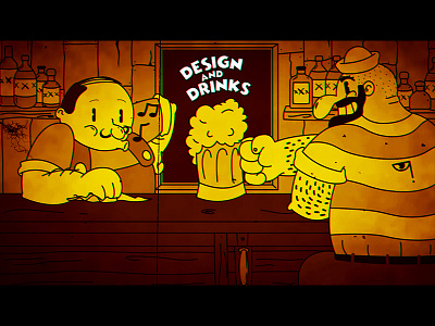 Design & Drinks bar beer cartoon cuphead design drinks illustration illustrator retro sailor