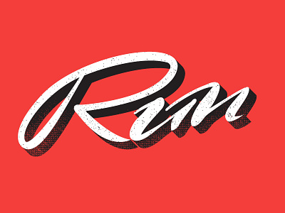 „Run" hand lettering digital grunge hand handlettering lettering run texture vector