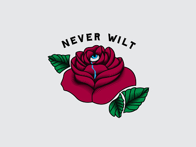 NEVER WILT cry design eye illustration never red rose roses shading tattoo wilt