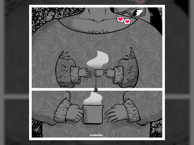 <3 hearts hot hug illustration illustrator kiss kyle love steam sweaters tea texture warm winter