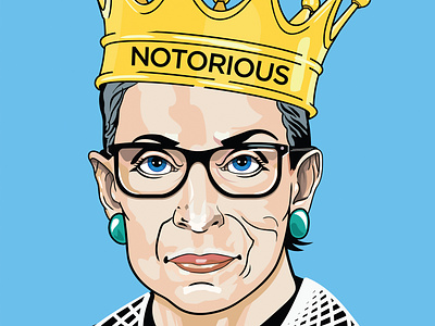 The Notorious RBG 2018 color digital illustration female flat legal notorious rbg political portrait illustration portrait painting rbg ruth bader ginsburg vector