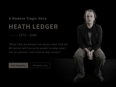 Heath Ledger Tribute Page batman black cinema heathledger homepage joker minimal tribute website