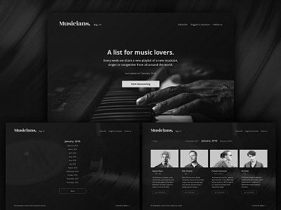 Musicians dark layout minimal minimalist music ui ux web website