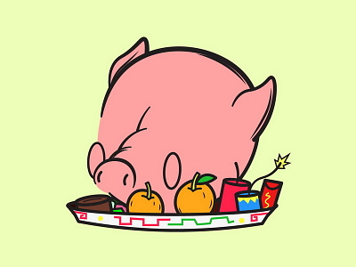 Pig art cartoon character doodle drawing illustration pig vector