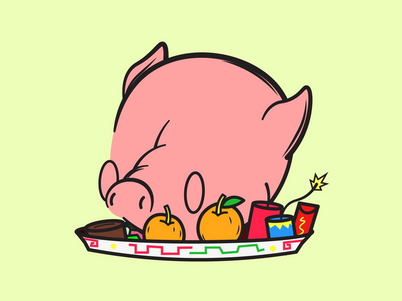 Pig doodle cartoon pig character art drawing vector illustration