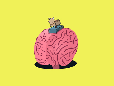 Brain Control art brain bull cartoon controller design drawing game illustration mind psychology vector