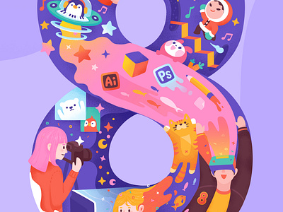8th anniversary Poster by Jingyii on Dribbble