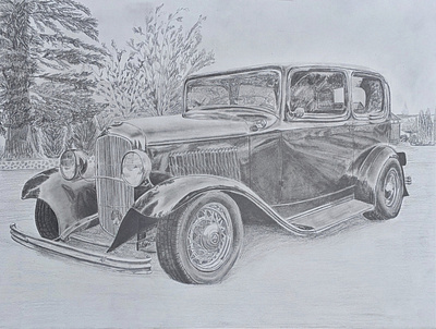 1932 Ford Sedan Illustration design drawing illustration pencil