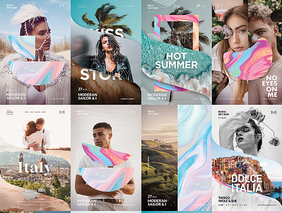 Face and Color Poster Series advertising branding color design dj envato face flyer graphic design photography poster summer template