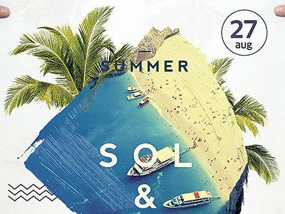Sol & Mar Flyer beach flyer hipster light palms party poster summer sun water