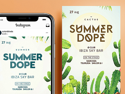 Summer DOPE Flyer bar dj exotic flyer garden jungle leaves party poster summer travel tropical