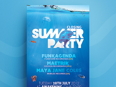 Underwater / Poster. aquatic beach design exotic flyer ocean party poster sealife summer template