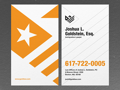 Law Offices of Joshua Goldstein - Business Card businesscard eagle flag identity immigration law lawyer shield stationary usa