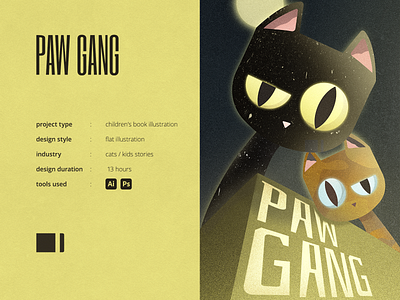 PAW GANG - Children's Book Cover Illustration book cover cat cat illustration cat poster childrens book childrens illustration childrens story illustration kids books kids story motion graphics picture book