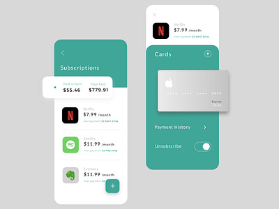 Subscription balance credit card dashboard fintech payment personal finance subscribe subscription