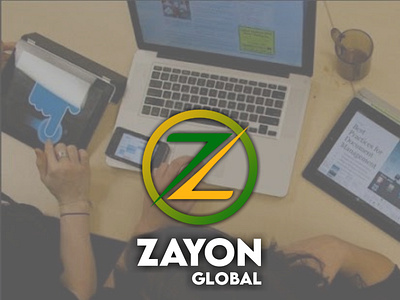 A mockup presentation of ZAYON Global logo design graphic design logo