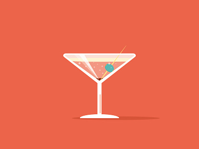 Red Cocktail Flat Illustration cocktail design flat illustration illustrator olive red