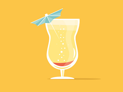 Yellow Cocktail Flat Illustration cocktail design flat illustration illustrator umbrella yellow