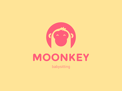 Logo Moonkey Babysitting App application babysitting child children key kids logo monkey moon moonkey pink yellow