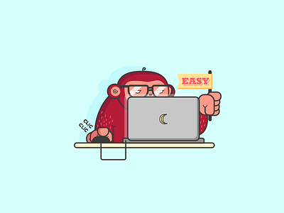 [Moonkey Babysitting] Coding Monkey application code coding computer development easy flag glasses illustration monkey vector