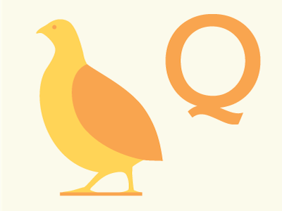 Modquail 70s alphabet color block geometric letters logo design modern orange q quail sunny yellow