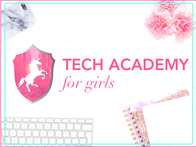 TAG social share carnation feminine girly logo pink tech tech for girls unicorn unicorns white and pink