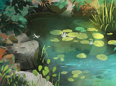 Dragonfly dragonfly grass stones swamp water