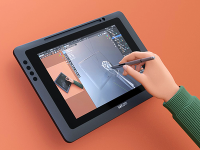Wacom Tablet 3d b3d blender display industrial design modeling product render tablet