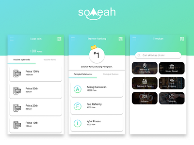 Someah - Discover, Redeem Coins, Traveler Ranking User Interface