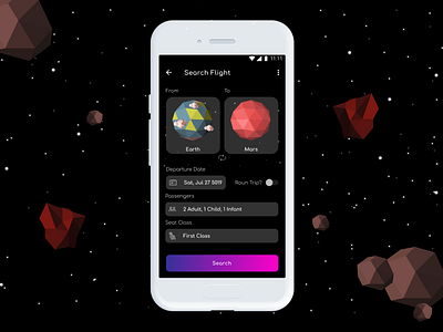 Search Flight android application design earth galaxy gitsngulik illustration mars outerspace planet planet earth senin kamis design seninkamisdesign space ui uiux ux vector