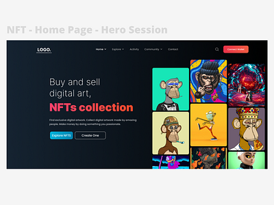 NFT - Home Page (Hero Section) branding crypto design landing page nft ui