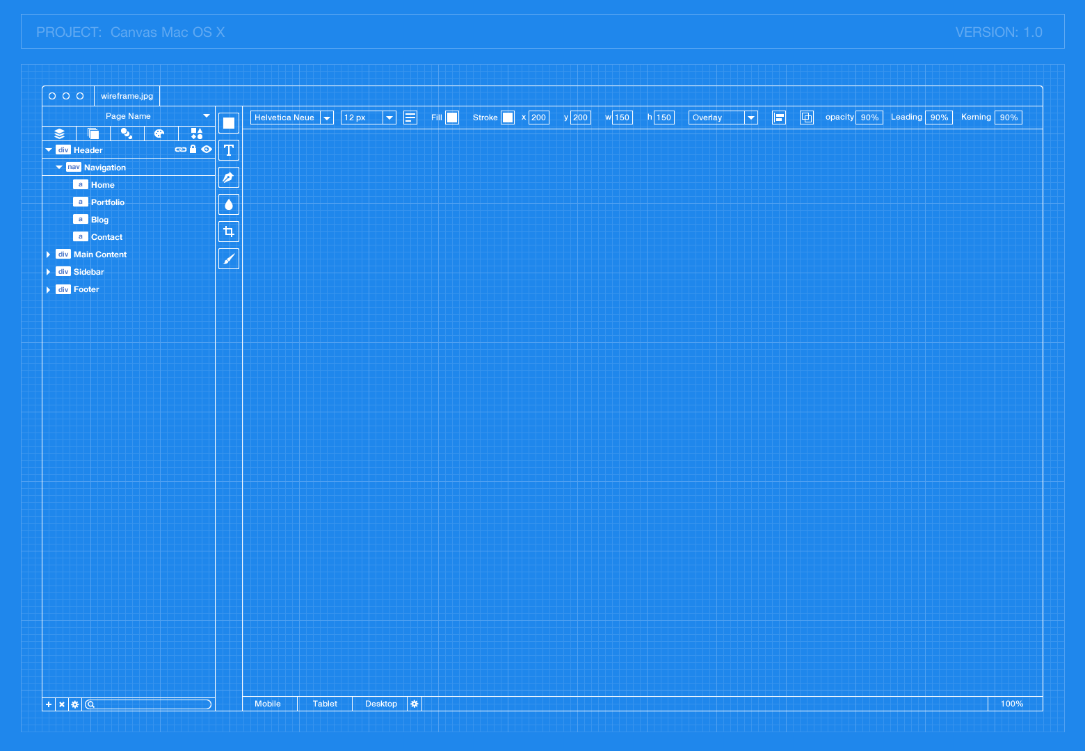 Canvas wireframe