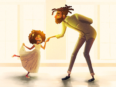 Dance with princess feeling girl illustraion