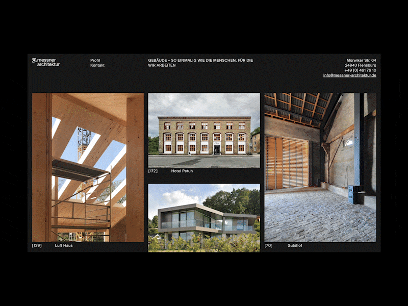 Messner Architektur branding ellena font freiberger logo studio swiss typography ui ux webdesign website