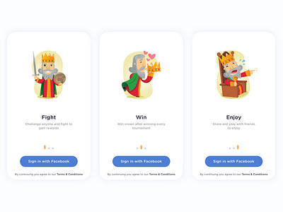 Onboarding For Solitaire Game facebook first shot fun funny sign in game illustration johny vino king onboarding johny vino signup solitaire tutorials ui ux