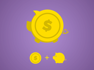 Branding for Saving App based on Piggy Bank app bank branding dollar ios johny vino logo money pig piggy purple saving yellow