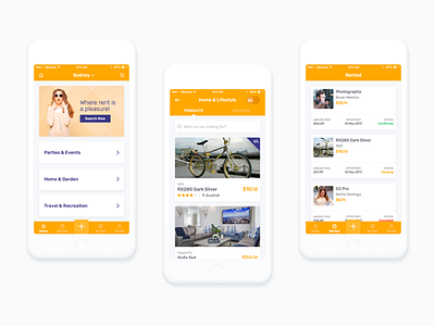 Classified App android app blue cards clean design ecommerce ios app mobile orange rental app sale ui ux white