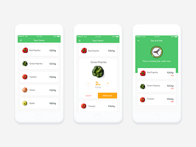 Vegetable E-commerce App android app clean ecommerce green johny vino sale vegetables white