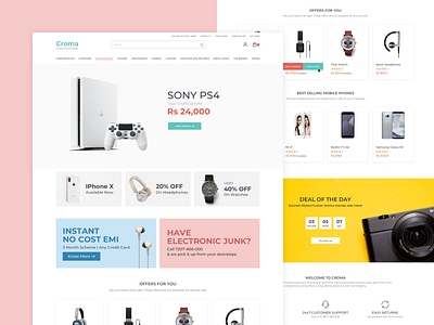 Croma Web Landing Page buttons buy ecommerce electronics iphone johny vino landing page playstation product purchase sell ui ux website